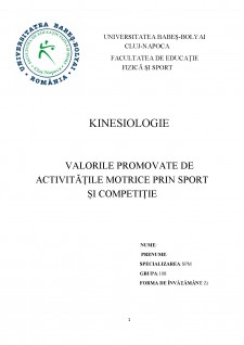 Valorile promovate de activitățile motrice prin sport și competiție - Pagina 1