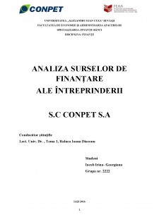 Analiza surselor de finanțare ale întreprinderii S.C Conpet S.A - Pagina 1