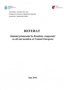 Statutul primarului în România comparativ cu alt stat membru al Uniunii Europene - Pagina 1