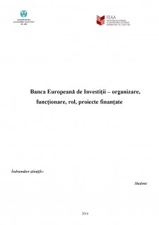 Banca Europeană de Investiții - organizare, funcționare, rol, proiecte finanțate - Pagina 1