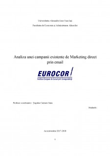 Analiza unei campanii existente de marketing direct prin email - Eurocor - Pagina 1