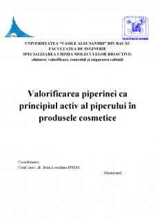 Valorificarea piperinei ca principiul activ al piperului în produsele cosmetice - Pagina 1