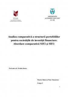 Analiza comparativă a structurii portofoliilor pentru societățile de investiții financiare. Abordare comparativă SIF2 și SIF3 - Pagina 1