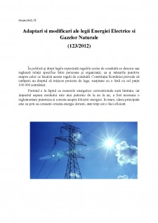 Adaptări și modificări ale legii Energiei Electrice și Gazelor Naturale - Pagina 1
