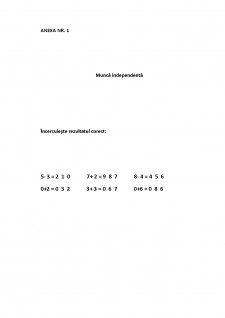 Proiect lecție - Adunarea și scăderea numerelor naturale până la 10 - Pagina 1