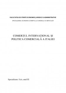 Comerțul internațional și politica comercială a Italiei - Pagina 1
