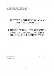Sistemul african de protecție a drepturilor omului - curtea africană și jurisprudența sa - Pagina 1