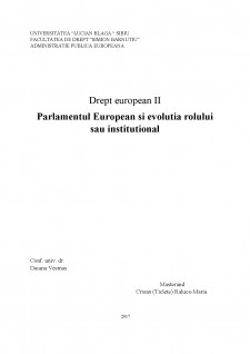 Parlamentul European și evoluția rolului său instituțional - Pagina 1