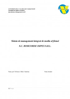 Sistem de management integrat de mediu al firmei SC Romcorde Impex SRL - Pagina 1