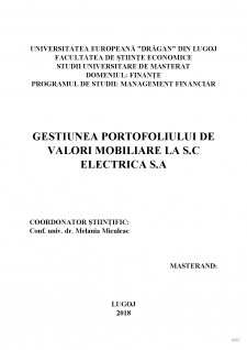 Gestiunea portofoliului de valori mobiliare la S.C Electrica S.A - Pagina 1