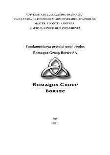 Fundamentarea prețului unui produs - Romaqua Group Borsec SA - Pagina 1