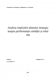 Analiza implicării planului strategic asupra performanței entității și rolul sau - Pagina 1