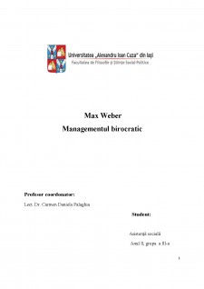 Max Weber - Managementul birocratic - Pagina 1