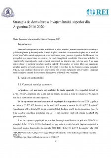 Strategia de dezvoltare a învățământului superior din Argentina 2016-2020 - Pagina 1
