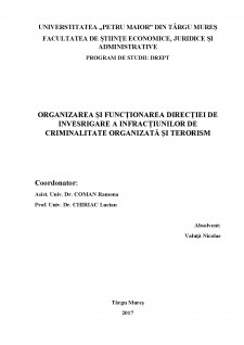 Organizarea și funcționarea direcției de invesrigare a infracțiunilor de criminalitate organizată și terorism - Pagina 1