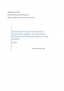 Organisational culture and behavior - Comparative analysis of Garanti Bank (Romania) and Santander Bank of United Kingdom - Pagina 1