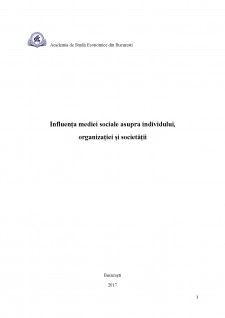 Influenta mediei sociale asupra individului, organizației și societății - Pagina 1