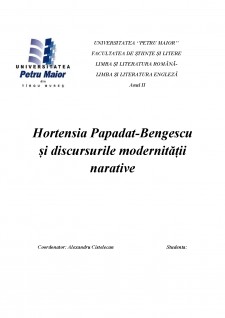 Hortensia Papadat - Bengescu și discursurile modernității narative - Pagina 1