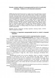 Metode și tehnici utilizate în managementul inovării și transferului tehnologic - Pagina 1