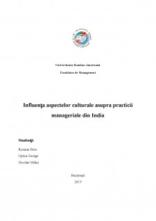 Influența aspectelor culturale asupra practicii manageriale din India - Pagina 1