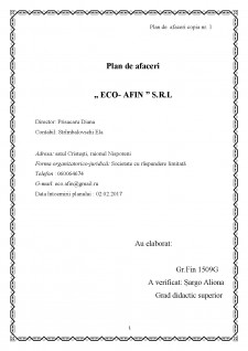 Plan de afaceri ECO- AFIN S.R.L - Pagina 1