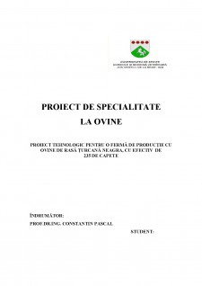 Proiect tehnologic pentru o fermă de producție cu ovine de rasă țurcană neagra - Pagina 1