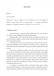 Recenzie - The impact of Facebook upon social skills of young people - A business employment perspective - Pagina 1