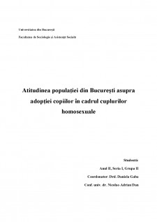 Atitudinea populației din București asupra adopției copiilor în cadrul cuplurilor homosexuale - Pagina 1
