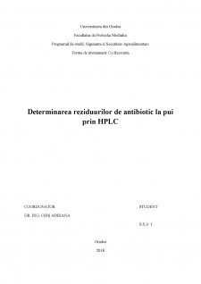 Determinarea reziduurilor de antibiotic la pui prin HPLC - Pagina 1