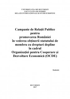 Campanie de Relații Publice pentru promovarea României în vederea obținerii statutului de membru cu drepturi depline în cadrul Organizației pentru Cooperare și Dezvoltare Economică (OCDE) - Pagina 1