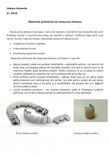 Materiale polimerice de restaurare dentară - Pagina 1