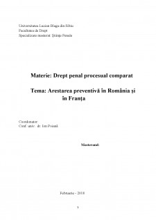 Arestarea preventivă în România și în Franța - Pagina 1