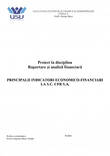 Principalii indicatori economico-financiari la S.C. CFR S.A. - Pagina 1