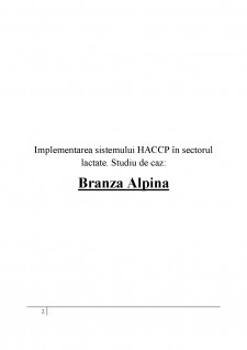 Implementarea sistemului HACCP în sectorul lactate - Studiu de caz - Brânza Alpină - Pagina 2