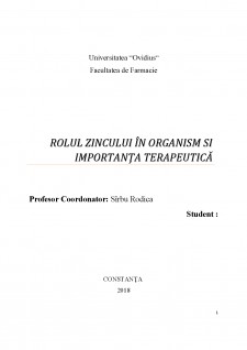 Rolul zincului în organism și importanța terapeutică - Pagina 1