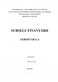 Sursele finanțării Aerostar SA - Pagina 1
