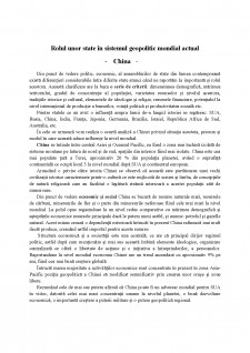 Rolul unor state în sistemul geopolitic mondial actual - China - Pagina 1