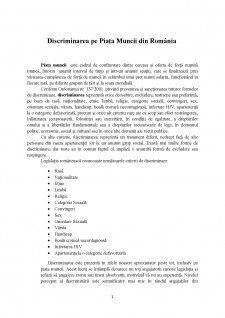 Discriminarea pe piața muncii din România - Pagina 1