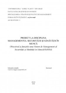 Obiectivul și funcțiile unui Sistem de Management al Securității și Sănătății în Muncă(SMSSM) - Pagina 1