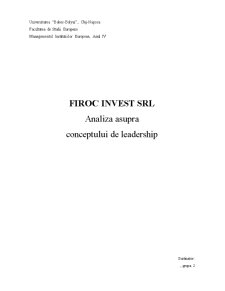 Firoc Invest SRL - Analiza asupra Conceptului de Leadership - Pagina 1