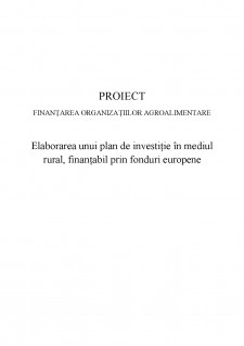 Elaborarea unui plan de investiție în mediul rural, finanțabil prin fonduri europene - Pagina 1