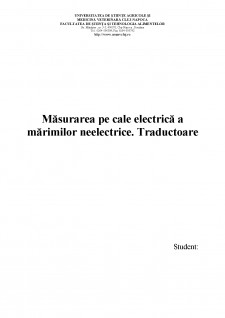 Măsurarea pe cale electrică a mărimilor neelectrice - Traductoare - Pagina 1