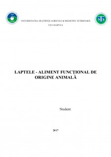 Laptele - aliment funcțional de origine animală - Pagina 1