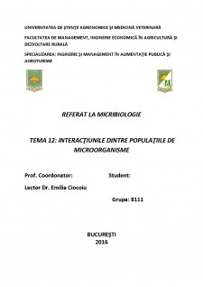 Interacțiunile dintre populațiile de microorganisme - Pagina 1