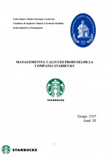Managementul calității produselor la compania Starbucks - Pagina 1