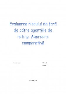 Evaluarea riscului de țară de către agențiile de rating - Abordare comparativă - Pagina 1