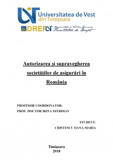 Autorizarea și supravegherea societăților de asigurări în România - Pagina 1