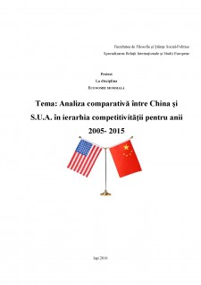 Analiza comparativă între China și S.U.A. în ierarhia competitivității pentru anii 2005- 2015 - Pagina 1