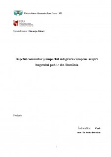 Bugetul comunitar și impactul integrării europene asupra României - Pagina 1