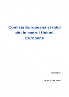 Comisia Europeană și rolul sau în cadrul Uniunii Europene - Pagina 1